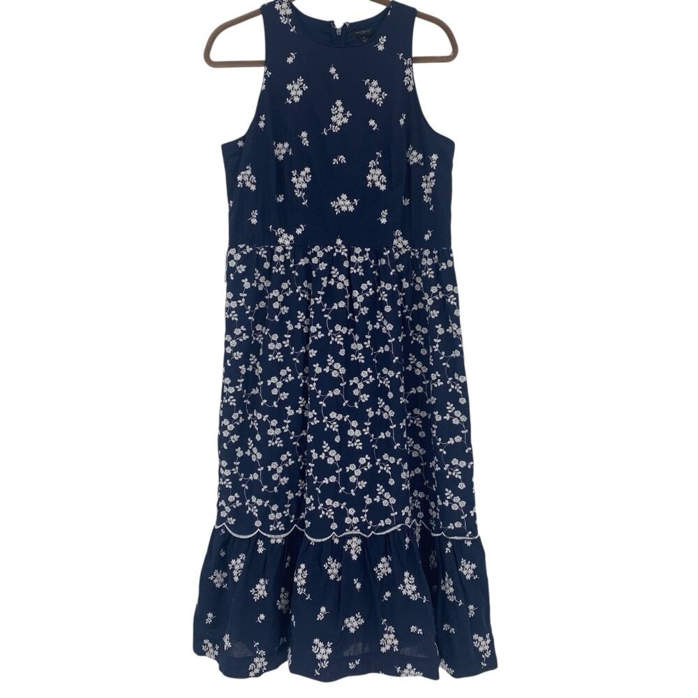 Ann Taylor Navy Blue Floral Midi Dress